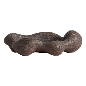Centro de mesa Freya de estilo contemporáneo, fabricado en cerámica en color marrón.