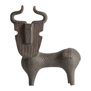 Figura decorativa Izaro de estilo contemporáneo, fabricado en cerámica en color marrón.