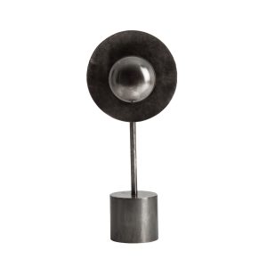 Lámpara de sobremesa Zuli de estilo art deco, fabricado en hierro en color gris. Producto desmontable.