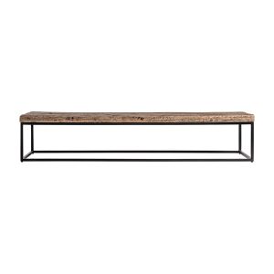 Mesa de centro walding de estilo industrial, fabricado en madera recuperada en color marrón, combinado con hierro en color negro.