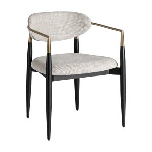 Silla crossac de estilo art deco, fabricado en poliéster en color negro, combinado con hierro en color blanco en color oro. Producto desmontable.