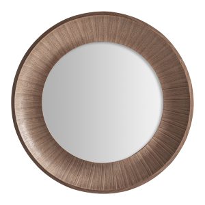 Espejo Rhein de estilo art deco, fabricado en espejo, combinado con madera nogal en color marrón claro y madera dm en color marrón.