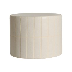 Mesa auxiliar Chewy de estilo contemporáneo, fabricado en cerámica en color beige con acabado mate.