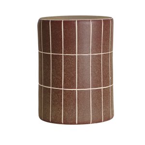 Mesa auxiliar Tank de estilo contemporáneo, fabricado en cerámica en color marrón con acabado mate.