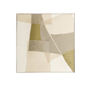 Cuadro Dalinhe de estilo contemporáneo, fabricado en lienzo en color tonos en verde, combinado con madera mahogani en color marrón claro.