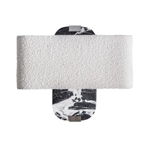 Aplique Nailhac de estilo art deco, fabricado en mármol en color negro, combinado con hierro en color plata y poliéster en color crema. Producto desmontable.
