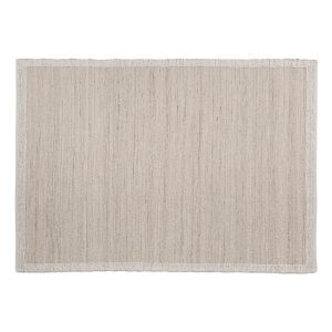 Alfombra Arele de estilo clásico, fabricado en lana en color crema, combinado con yute.