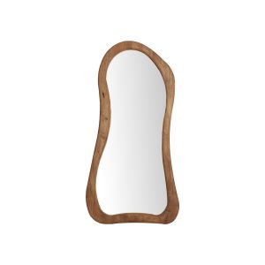 Espejo Nieul de estilo contemporáneo, fabricado en madera de mango en color marrón, combinado con espejo.