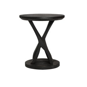 Mesa auxiliar Nieul de estilo contemporáneo, fabricado en madera de mango en color negro.