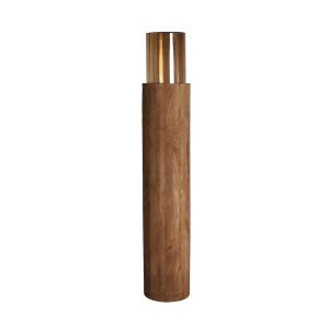 Portavela Marsac de estilo contemporáneo, fabricado en madera de mango en color marrón, combinado con vidrio en color marrón con acabado ahumado. Producto desmontable.
