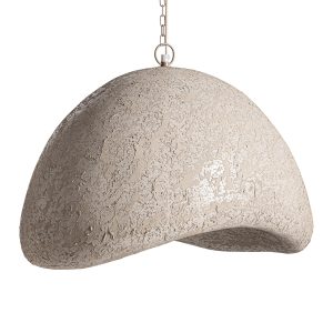 Lámpara de colgar Leslaw de estilo contemporáneo, fabricado en papel maché en color beige, combinado con hierro en color oro.