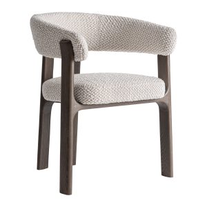 Silla Kelan de estilo contemporáneo, fabricado en madera de fresno en color marrón, combinado con poliéster en color blanco roto y espuma.
