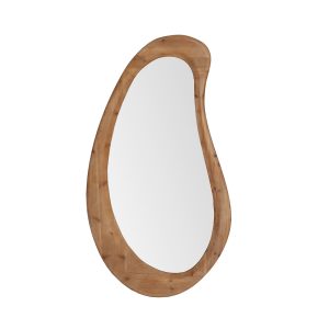 Espejo Giotto de estilo contemporáneo, fabricado en madera de abeto en color marrón, combinado con espejo y madera dm.