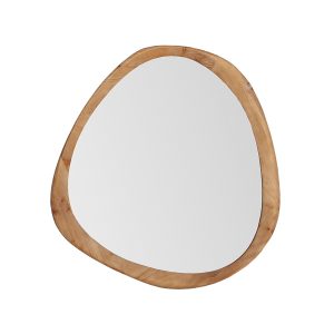 Espejo Giotto de estilo contemporáneo, fabricado en madera de abeto en color marrón, combinado con espejo y madera dm.