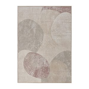 Alfombra Ayla de estilo contemporáneo, fabricado en poliéster en color tonos neutros en color teja. Producto plegable.