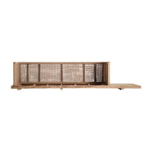 Estructura sofá trena de estilo boho, fabricado en madera de teka en color marrón con acabado natural, combinado con cuerda.