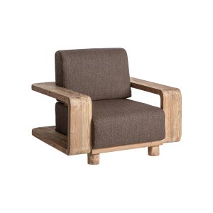 Estructura sillón corba de estilo colonial, fabricado en madera de teka reciclada en color marrón con acabado natural.