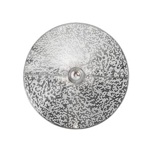 Aplique Jacquard de estilo contemporáneo, fabricado en acero en color plata.