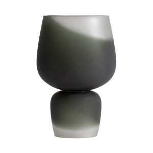 Jarrón Ziggy de estilo contemporáneo, fabricado en vidrio en color blanco en color verde.