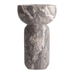 Jarrón Bousval de estilo contemporáneo, fabricado en mármol en color gris.