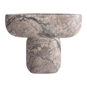 Jarrón Limal de estilo contemporáneo, fabricado en mármol en color gris.