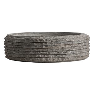 Centro de mesa Biereau de estilo contemporáneo, fabricado en piedra en color gris.