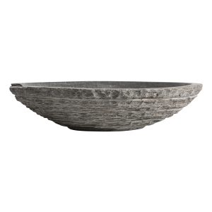 Centro de mesa Biereau de estilo contemporáneo, fabricado en piedra en color gris.