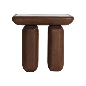 Mesa auxiliar Veyrac de estilo contemporáneo, fabricado en madera de mango en color marrón.