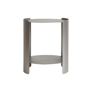 Mesa auxiliar Prazzo de estilo contemporáneo, fabricado en hierro en color gris.