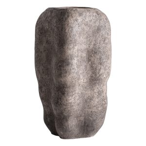 Jarrón Laussou de estilo contemporáneo, fabricado en fibrocemento en color gris.