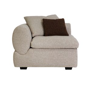 Módulo sofá esquinero Okany de estilo contemporáneo, fabricado en poliéster en color tonos en marrón, combinado con madera de álamo en color marrón claro y espuma en color blanco. Producto desmontable, desenfundable.