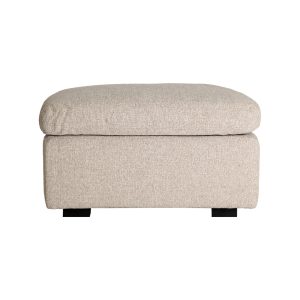 Módulo sofá reposapiés Okany de estilo contemporáneo, fabricado en poliéster en color marrón, combinado con madera de álamo en color marrón claro y espuma en color blanco. Producto desmontable.
