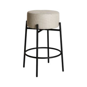 Taburete Lavoux de estilo contemporáneo, fabricado en poliéster en color gris, combinado con acero en color negro y espuma. Producto desmontable.