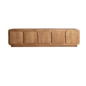 Mueble tv Havre de estilo nórdico, fabricado en madera de mango en color marrón.