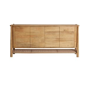 Aparador Crouy de estilo nórdico, fabricado en madera de mango en color marrón claro.