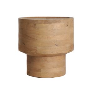 Mesa auxiliar Havre de estilo nórdico, fabricado en madera de mango en color marrón claro.