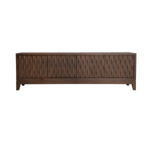 Mueble tv Fismes de estilo contemporáneo, fabricado en madera de mango en color marrón.