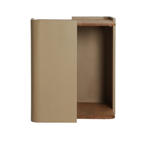 Mesa auxiliar Izagre de estilo contemporáneo, fabricado en madera dm en color topo, combinado con madera de mango en color marrón claro y hierro en color topo.