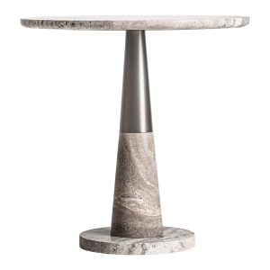 Mesa auxiliar Meyzieu de estilo contemporáneo, fabricado en mármol en color tonos neutros con acabado veteado, combinado con hierro en color plata con acabado mate. Producto desmontable.