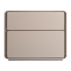 Mesita de noche Theys de estilo contemporáneo, fabricado en madera dm en color beige.