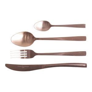 Cubiertos j 24 Glay de estilo contemporáneo, fabricado en cerámica en color cobre.