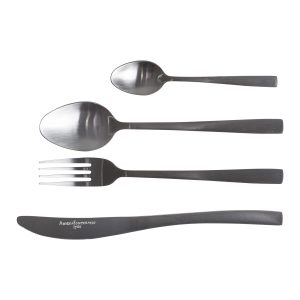 Cubiertos j 24 Glay de estilo contemporáneo, fabricado en cerámica en color negro.
