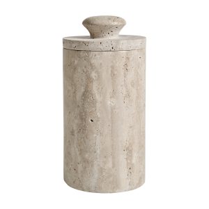 Caja Motrus de estilo contemporáneo, fabricado en travertino en color crema. Producto desmontable.