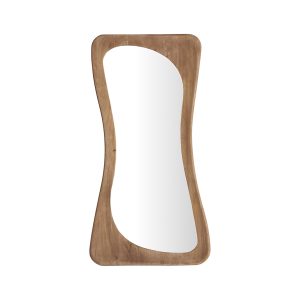 Espejo Blanzac de estilo contemporáneo, fabricado en madera de mango en color marrón, combinado con espejo en color transparente.