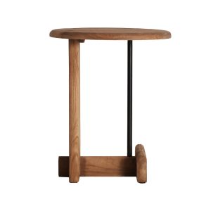 Mesa auxiliar Diusse, fabricado en madera de mango en color marrón, combinado con hierro en color negro.