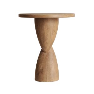 Mesa auxiliar Riscle de estilo nórdico, fabricado en madera de mango en color marrón.