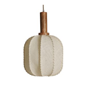 Lámpara de colgar Evreux de estilo boho, fabricado en yute en color beige, combinado con madera de mango en color marrón y hierro en color beige.