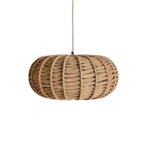 Lámpara de colgar Bettina de estilo boho, fabricado en yute en color marrón, combinado con hierro en color negro.
