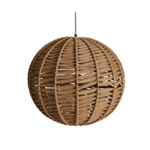 Lámpara de colgar Bettina de estilo boho, fabricado en yute en color marrón, combinado con hierro en color negro.
