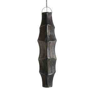 Lámpara de colgar Lauzun de estilo boho, fabricado en fibra natural en color negro.